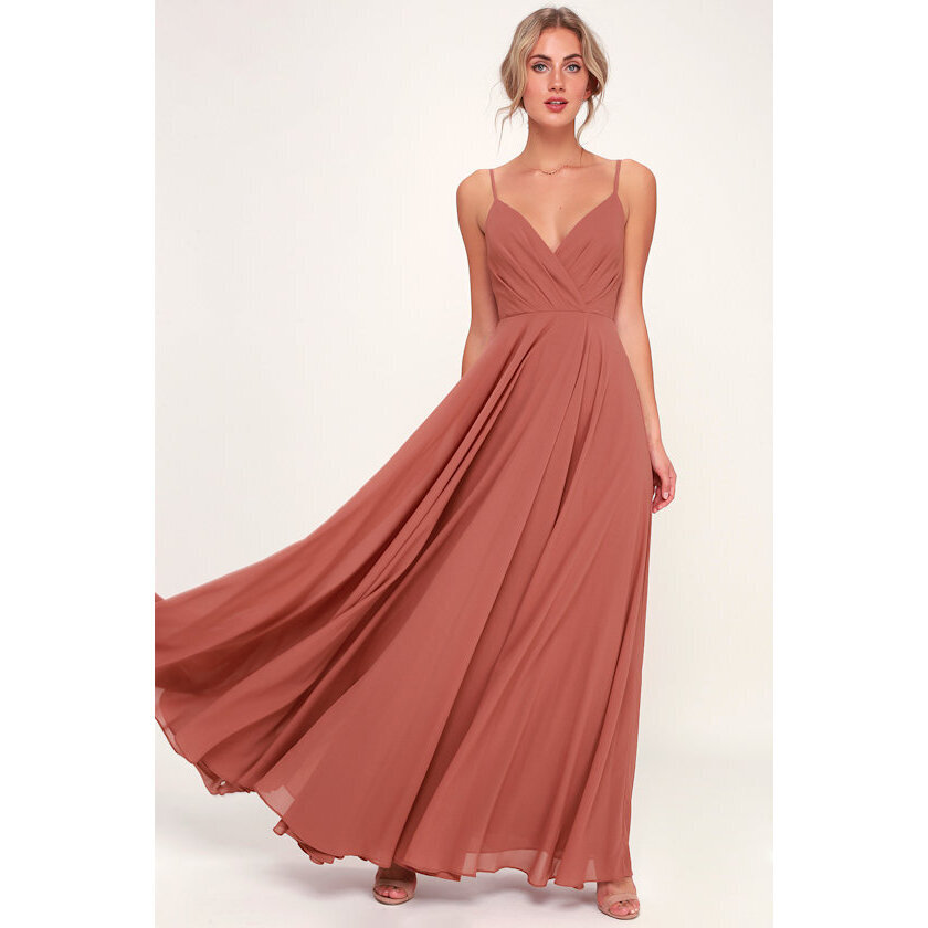 Lulus All About Love Rusty Rose Maxi Dress Pink - Size M